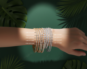 Pulsera Delgada Redonda de Diamantes Cultivados en Laboratorio de Oro Blanco Sólido de 14k de 4mm de Alta Calidad para Mujer - Product Image 1