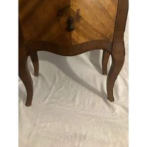 Exquisite Hand-Carved Mahogany <b>Nighstand</b> | French Style Bedside Table with Two Chevron Drawers | Artisanal Bedroom Furniture for - Product Image 2