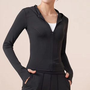 Chaqueta de Yoga para Hombre, 6 Colores, Transpirable, Elástica, Sin Costuras, con Cremallera, 100% Algodón, para Invierno, Fitness, Cintura Más Delgada, para Correr, Gimnasio, Deportes, con Capucha - Product Image 2