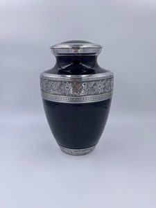 Urna de cremación de latón de Metal dorado y negro de estilo americano clásico, bolsa de terciopelo gratis, suministros funerarios para adultos del fabricante indio - Product Image 3