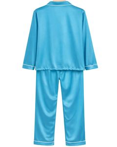 Conjunto de Pijama de Seda Satén Azul Cielo para Mujer, Fabricante, Botones, Manga Larga, Ropa de Dormir, Lujoso, Suave, Brillante, Ropa de Estar por Casa - Product Image 5