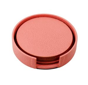 Sous-verre en cuir rose de haute qualité avec support ensemble de 5 produits de protection de table sous-verre en cuir accessoires de table - Product Image 1