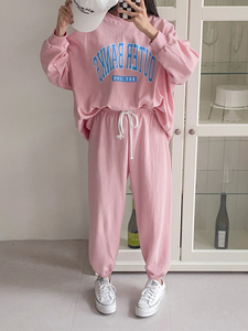 Conjunto de pijama de 2 piezas de talla grande para mujer, Jersey transpirable, Tops y pantalones largos, ropa de dormir informal para otoño - Product Image 5