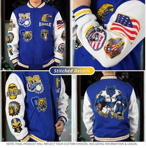 Vente en gros de manteaux coupe-vent d'hiver décontractés en coton vestes de baseball personnalisées en polyester universitaire grande taille pour hommes - Product Image 2