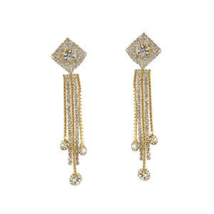 Tip Top Fashions 1303310 Boucles d'oreilles fines en pierre autrichienne plaquée or Dangler - Product Image 1