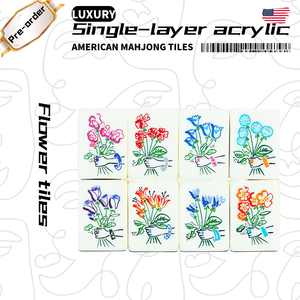 Nouveauté : Jeu de Mahjong américain de 152 tuiles avec des motifs de pandas, des bosquets de bambou, des fleurs, des jokers et des <span class=keywords><strong>cartes</strong></span> de règles - Product Image 6