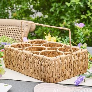 ตะกร้าใส่ของผักตบชวาแบบทำมือมีที่จับ6ช่องอุปกรณ์บนโต๊ะสำหรับรับประทานอาหารในห้องครัวปิกนิก - Product Image 2