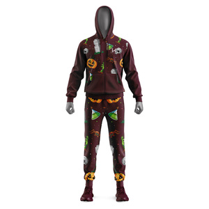 Porter 4 jeux 2 en 1 à capuche grande taille Halloween Design imprimé Survêtement pour le sport et une utilisation décontractée Léger bas prix No Duty - Product Image 2