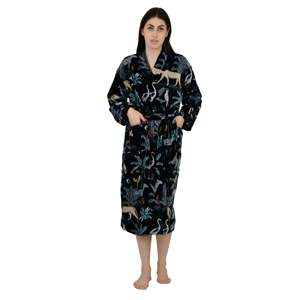 Unisex Luxury Velvet House Robe <b>Kimono</b> Woven Mid Night Black Jungle Quirky Reversible <b>Silk</b> Lined <b>Jacket</b> Soft ODM Loungewear - Product Image 4