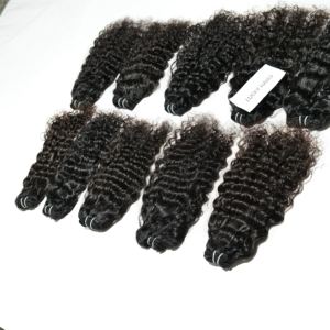 Extensiones de Cabello Humano Indio 100% Natural, Color Negro Rizado, Cutícula Alineada, Ondulado Profundo Suelto, Doble Trama a Máquina - Product Image 3