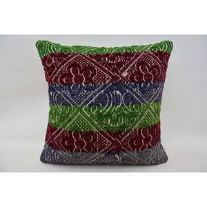 Multicolor Vintage patrón 16x16 pulgadas lana Kantha mosaico Paisley uva Patchwork almohada técnica tejida - Product Image 1