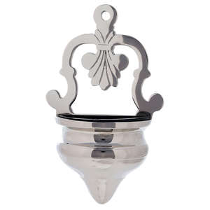 Fuente de agua bendita en latón niquelado Elegante recipiente religioso montado en la pared para Iglesia Altar Bendición del hogar y uso litúrgico - Product Image 6