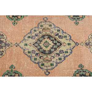 2.8x12.7 ft Turkish Rug, Vintage <b>Runner</b> Rug, Orange <b>Green</b> Persian Wool Rug - Product Image 4