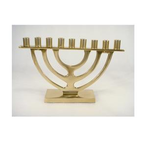 Menorah classique en aluminium Hanuka, support de table pour bougies, 9 branches, porte-bougie plaqué nickel mat - Product Image 5