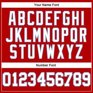 Vêtements de sport imprimés de maillot de baseball à fines rayures rouge et blanc personnalisé authentique avec schéma de couleurs blanc-bleu clair - Product Image 4