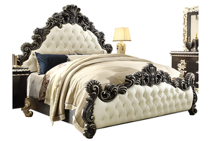 ห้องนอนไม้สักสไตล์ยุโรปโบราณขนาดคิงไซส์พร้อมหัวเตียงหุ้มเบาะและที่วางเตียง2ข้างสำหรับใช้ในบ้านหรือโรงแรม - Product Image 2