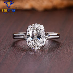 Lab-Stone 4,47 TDW Anillo de oro blanco con diamantes de corte ovalado Impresionante COLOR DE LA EF-VS - Product Image 1