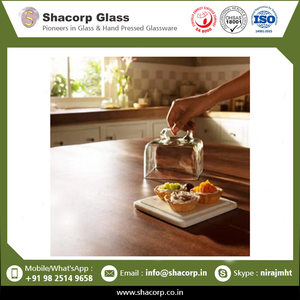 แก้วทรงกลมใสแบบเป่าด้วยมือฝาครอบแก้วขนาดปรับแต่งได้พร้อมฐานไม้ - Product Image 2