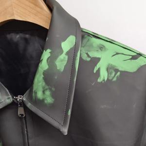 Veste en cuir de qualité supérieure pour homme, taille plus, veste de style universitaire, col carré personnalisé, streetwear en cuir, veste en tissu de moto - Product Image 2