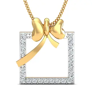 New Design 18K Gold Plated Zircon Elegant Necklace for Women Wedding Party Square Shape Bow Knot Pave Setting Necklace Pendant