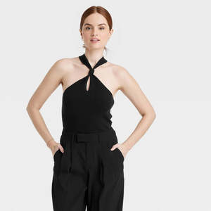 Nuovo Maglione Casual da Donna con Collo all'Americana, 100% Cashmere, Modello Lungo con Logo Frontale e Motivo Intrecciato, Nero, Taglia M - Product Image 1