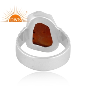Best Selling Fine Sterling Silver Natural Rough Carnelian Gemstone <b>Statement</b> <b>Ring</b> Custom Jewelry Manufacturer - Product Image 5