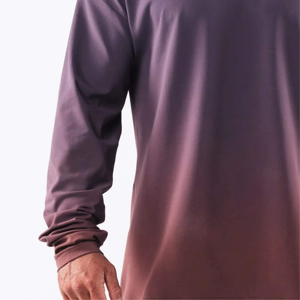 Vente en gros de chemise surdimensionnée de gymnastique pour hommes, t-shirt à manches longues et col rond doux pour le sport, la course à pied, tissu tricoté - Product Image 6