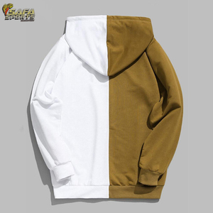 2022 Sudadera con capucha de gran tamaño de alta calidad para hombre logotipo personalizado bordado Patchwork diseño Casual algodón liso teñido sudadera - Product Image 4