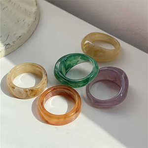 Conjunto de anillos de dedo de resina de mármol Multicolor anillos de banda de acrílico grueso modelo colorido Ángel joyería de moda mujeres niñas al por mayor - Product Image 5