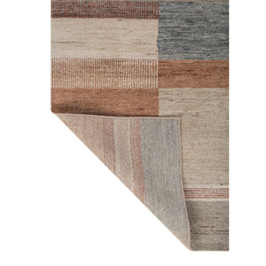 Tapis en laine ivoire Blythe noué à la main, grand format, design patchwork pour la décoration de la maison, du salon ou du couloir - LSEA-1372 - Product Image 5