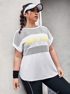T-Shirt en coton et Polyester de qualité supérieure pour femme, haut blanc respirant pour l'entraînement physique - Product Image 4