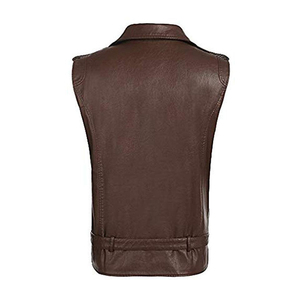Vestes pour hommes en cuir de luxe sans manches, veste de mode urbaine haut de gamme, veste sans manches en cuir épais, équipement moto durable et lourd - Product Image 5