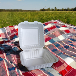 Boîte à hamburger en bagasse biodégradable – Emballage à emporter compostable et respectueux de l'environnement - Product Image 1