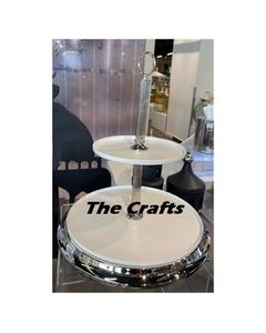 2 Tiers Round Shape <b>Cake</b> Stand Handmade Metal Gold Color <b>Cake</b> Serving Stand For <b>Wedding</b> Party And Events Use - Product Image 3