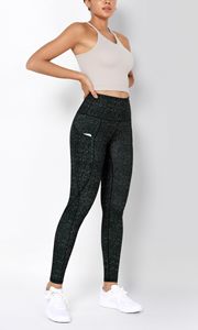 Leggings rayés en coton extensible taille haute pour femmes, pantalons de yoga en gros pour un usage quotidien, style sportif avec logo à la taille - Product Image 2