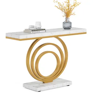 Tribesigns Wholesale 41 Inch Modern Entryway Sofa Table Contemporary Gold Marble Console Tables Living Room Furniture