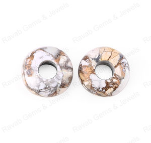 Nouveauté : Perles rondes en howlite turquoise cuivrée de 14x8 mm, pierres précieuses en vrac, grand trou, taille pour boucles d'oreilles tendance, taille 5 mm - Product Image 2