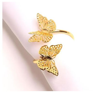 Anillo de servilleta con diseño de mariposa dorada elegante, anillo de servilleta de Metal de calidad superior para hogares, suministros para restaurantes, precio de fábrica - Product Image 2