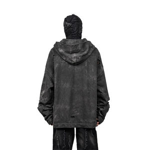 เสื้อมีฮู้ดผ้าคอตตอนฟอกสีออกแนวสตรีทแวร์ผ้าคอตตอน - Product Image 6