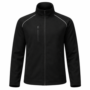 Veste softshell coupe-vent et résistante à l'eau pour le travail en extérieur avec fermeture éclair intégrale, bandes réfléchissantes et poche poitrine zippée - Product Image 1