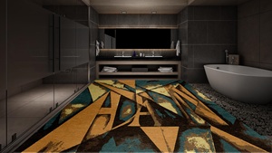 Tapis persan abstrait en laine noué à la main - Résistant aux plis, aux taches et antidérapant - Pour salon et chambre à coucher - Product Image 4