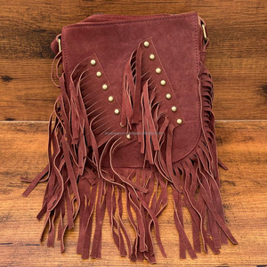 กระเป๋าหนังนิ่มแท้สำหรับผู้หญิง, กระเป๋าแบบโบฮีเมียนคาดลำตัวหนังนิ่มแท้สำหรับงานแฮนด์เมดแนววินเทจปรับสายได้แบบมินิมอล - Product Image 2