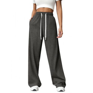 Pantalon de survêtement décontracté pour femme, doublé polaire, coupe large et ample, prix abordable, fabrication OEM/ODM - Product Image 2