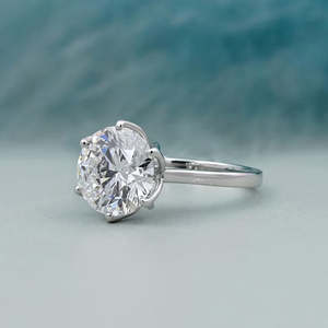 Anillo Solitario con Diamante Cultivado en Laboratorio, Corte Brillante Redondo con 6 Puntas, Elegantes Anillos de Diamantes - Product Image 3