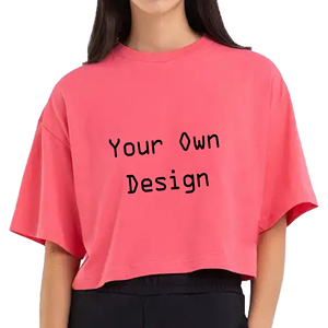 Camisetas recortadas de manga corta con cuello redondo para damas jóvenes, ropa de punto de diseño personalizado OEM de buena calidad para mujeres de Bangladesh - Product Image 1