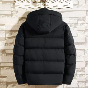 Chaqueta acolchada repelente a prueba de viento para hombre, abrigo de algodón de plumón OEM ODM, ropa de invierno para hombre, logotipo estampado personalizado informal negro - Product Image 2