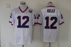 เสื้อฟุตบอลย้อนยุคทีมบัฟฟาโล บิลส์ ยุค 90 พร้อมโลโก้ทีมพิมพ์ 3 มิติ และแถบแขนเสื้อ มีไซส์พลัส - Product Image 3