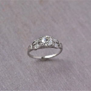 Anillo antiguo de diamante cultivado en laboratorio de corte redondo de 1,50 quilates, regalo de boda de compromiso para el Día de la madre y la mujer, oro blanco de 14 quilates - Product Image 2