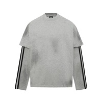 T-shirts à double manche pour hommes, respirants, grandes tailles, 100% coton, double couche, impression personnalisée, écologiques, de haute qualité, motif à carreaux