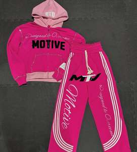 Sweat 2 pièces pour hommes 100% coton 400gsm Flees sérigraphié Sweat à capuche zippé et pantalon de survêtement en gros - Product Image 6